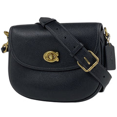 コーチ ウィロウ サドル バッグ 斜め掛け ショルダーバッグ レザー ブラック CA094 レディース 【中古】brbag