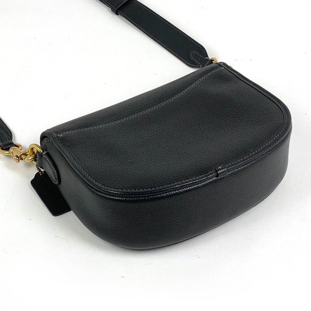 コーチ ウィロウ サドル バッグ 斜め掛け ショルダーバッグ レザー ブラック CA094 レディース 【中古】brbag
