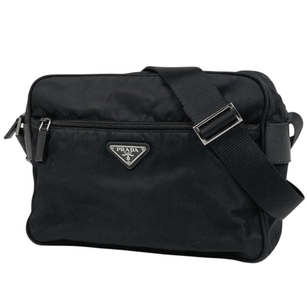 プラダ ロゴプレート ショルダーバッグ ナイロン ネロ(ブラック) レディース 【中古】brbag