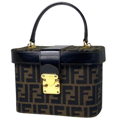 フェンディ ズッカ柄 バニティバッグ 2WAY ショルダーバッグ ハンドバッグ 化粧ポーチ キャンバス ブラウン レディース 【中古】brbag