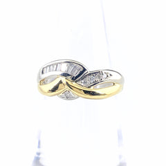 メレダイヤ デザインリング プラチナ YG イエローゴールド 指輪 リング 11.5号 Pt850 K18 ダイヤモンド レディース 【中古】nbjwl