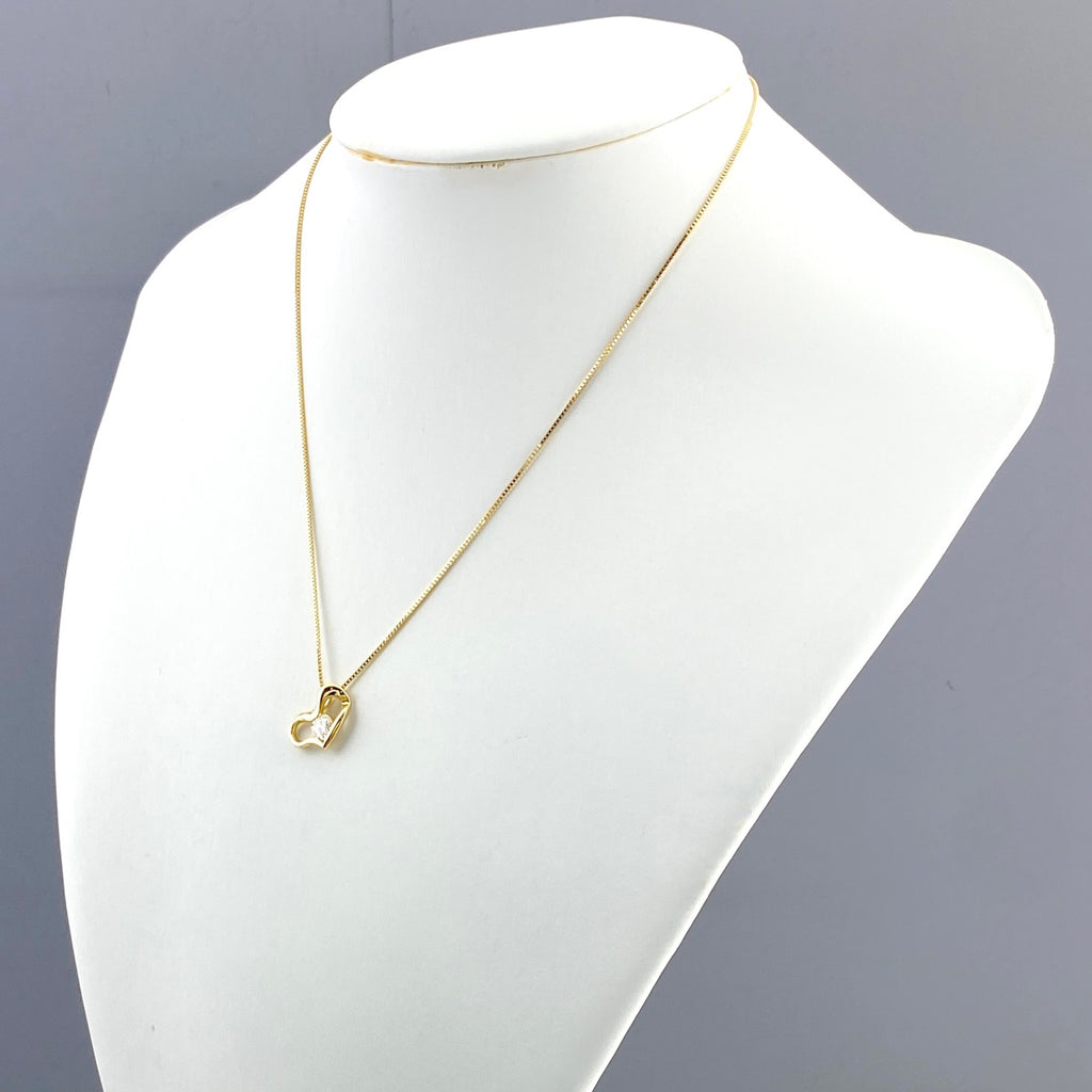 ハートモチーフ デザインネックレス YG イエローゴールド ペンダント ダイヤモンド ネックレス K18 ダイヤモンド レディース 【中古】nbjwl