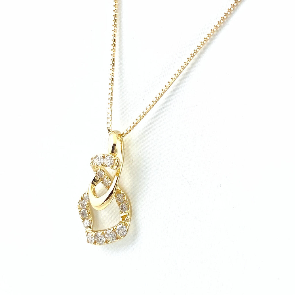 メレダイヤ デザインネックレス YG イエローゴールド ペンダント ネックレス K18 ダイヤモンド レディース 【中古】nbjwl
