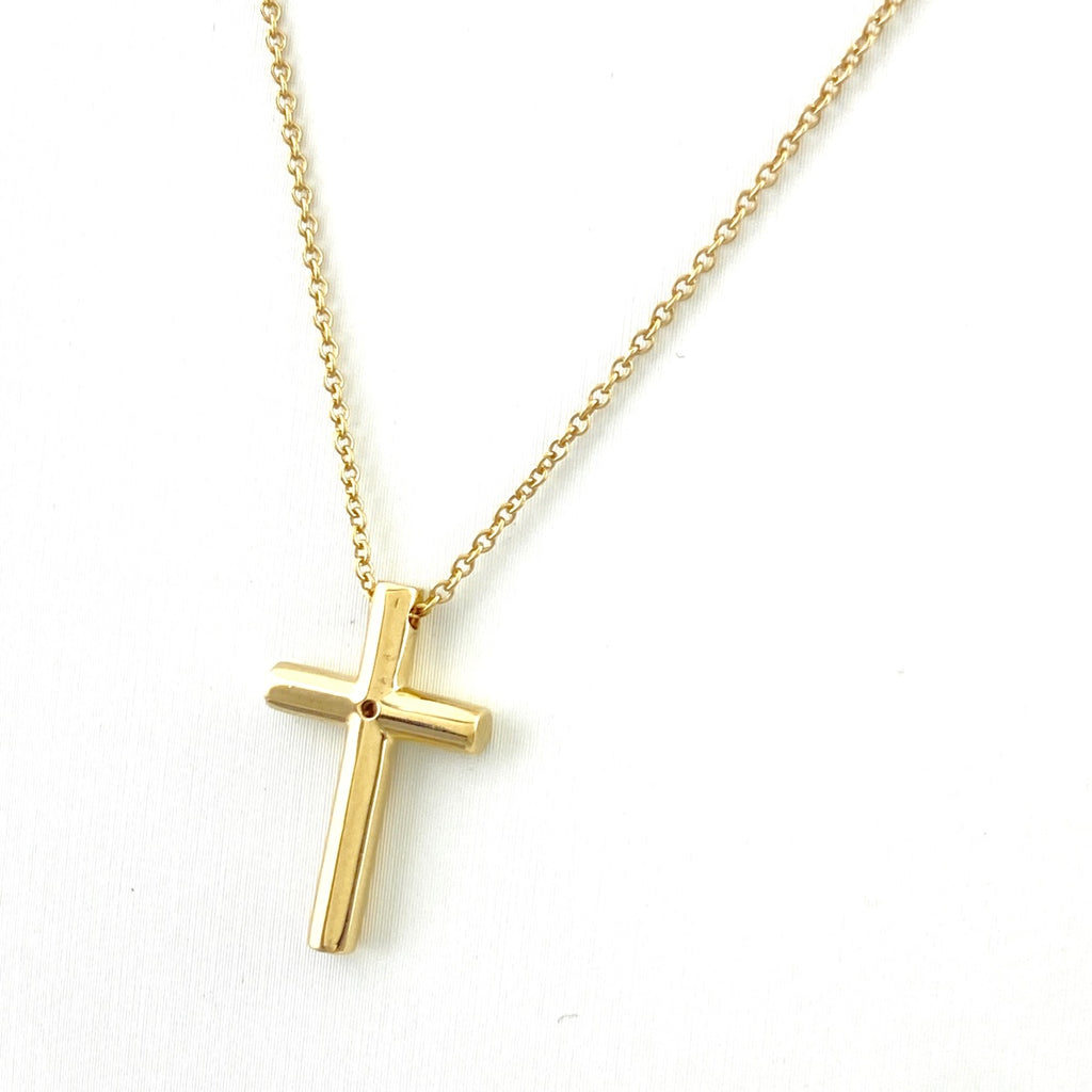 ティファニー クロス ネックレス YG イエローゴールド ペンダント 十字架 ネックレス 750 ダイヤモンド レディース 【中古】brjwl