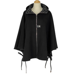 ルイ・ヴィトン フーデッドケープ モノグラム ダブルジップ アウター ポンチョ ブラック レディース 【中古】brapp