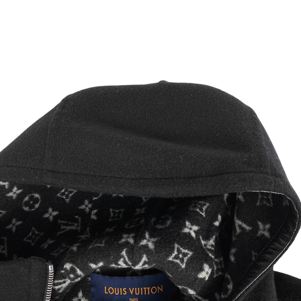 ルイ・ヴィトン フーデッドケープ モノグラム ダブルジップ アウター ポンチョ ブラック レディース 【中古】brapp