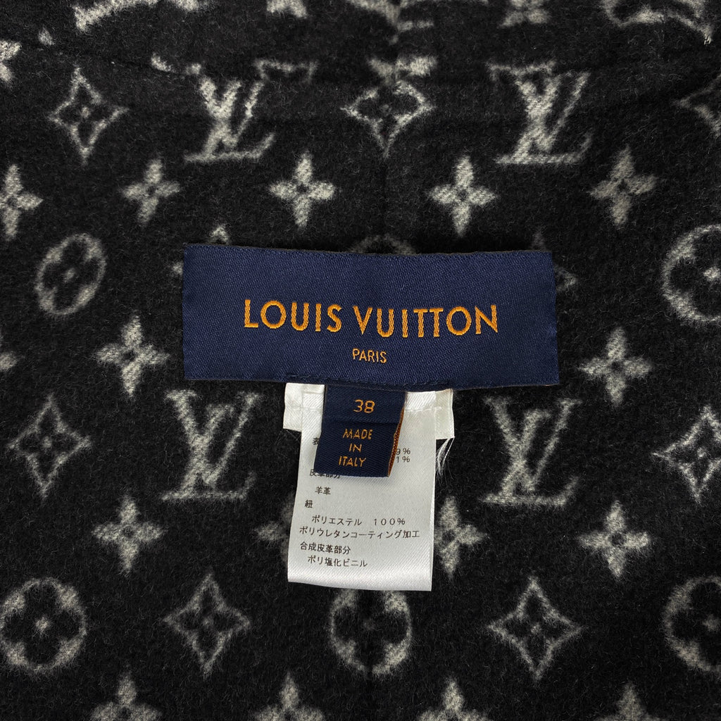 ルイ・ヴィトン フーデッドケープ モノグラム ダブルジップ アウター ポンチョ ブラック レディース 【中古】brapp