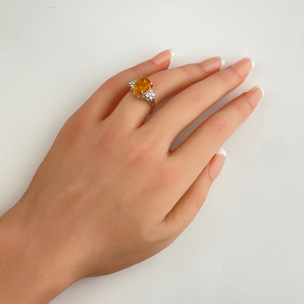 ファイアオパール デザインリング プラチナ 指輪 メレダイヤ リング 12.5号 Pt900 ダイヤモンド ファイアオパール レディース 【中古】nbjwl