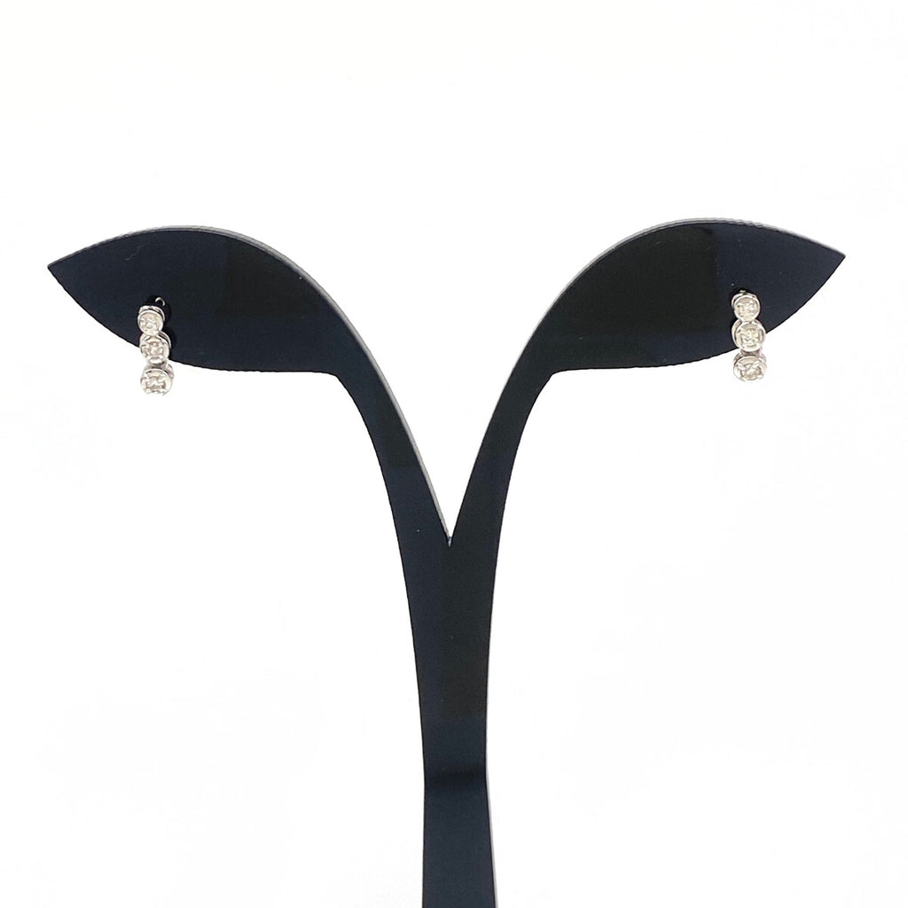 メレダイヤ デザインピアス WG ホワイトゴールド ダイヤモンド スイング ピアス K18 K14 WG レディース 【中古】nbjwl