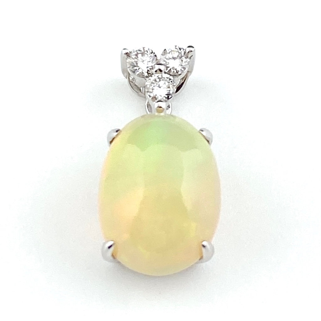 オパール デザインペンダントトップ WG ホワイトゴールド メレダイヤ ペンダントトップ K18 WG オパール レディース 【中古】nbjwl