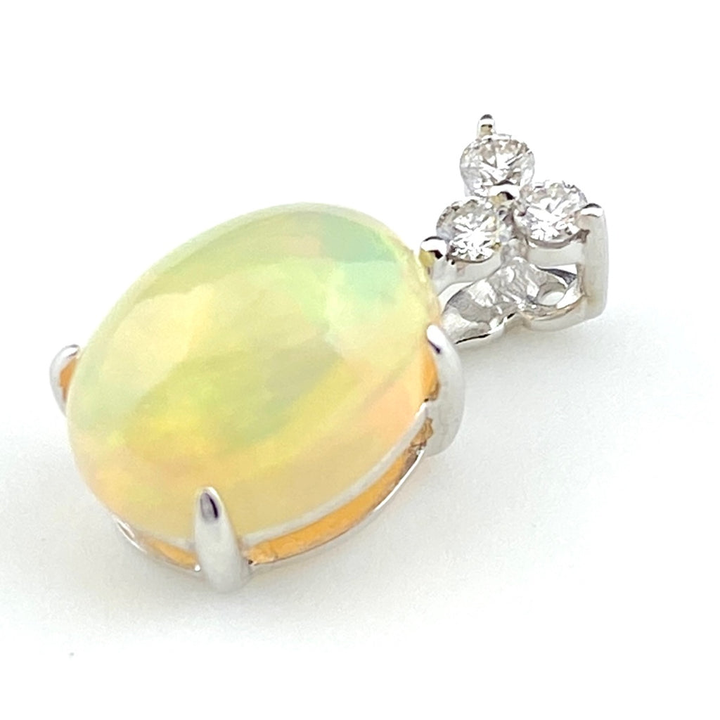 オパール デザインペンダントトップ WG ホワイトゴールド メレダイヤ ペンダントトップ K18 WG オパール レディース 【中古】nbjwl