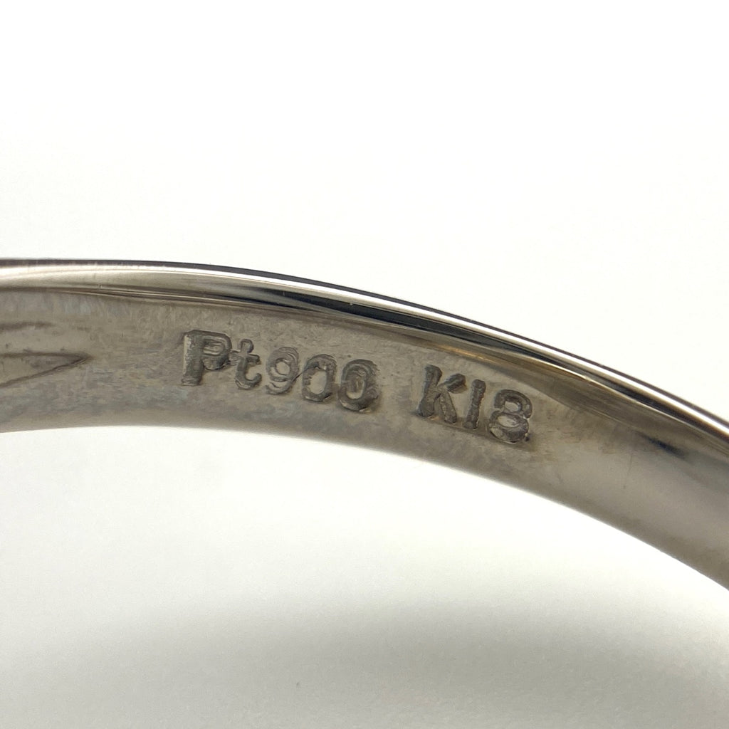 メレダイヤ デザインリング プラチナ YG イエローゴールド 指輪 リング 9.5号 Pt900 K18 ダイヤモンド レディース 【中古】nbjwl