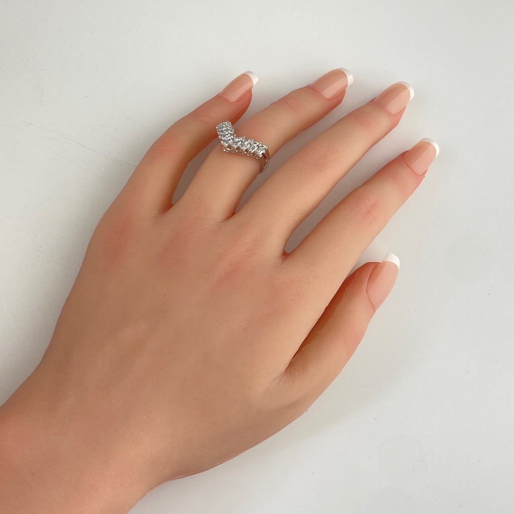 メレダイヤ デザインリング プラチナ 指輪 リング 8.5号 Pt900 ダイヤモンド レディース 【中古】nbjwl