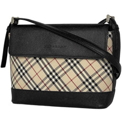 バーバリー チェック柄 ショルダーバッグ 斜め掛け ショルダーバッグ キャンバス ベージュ ブラック レディース 【中古】brbag