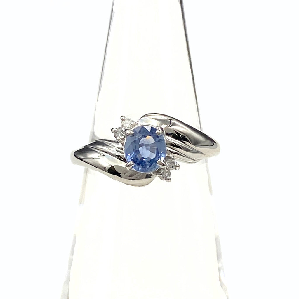 サファイア デザインリング プラチナ 指輪 メレダイヤ リング 11号 Pt850 サファイア ダイヤモンド レディース 【中古】nbjwl