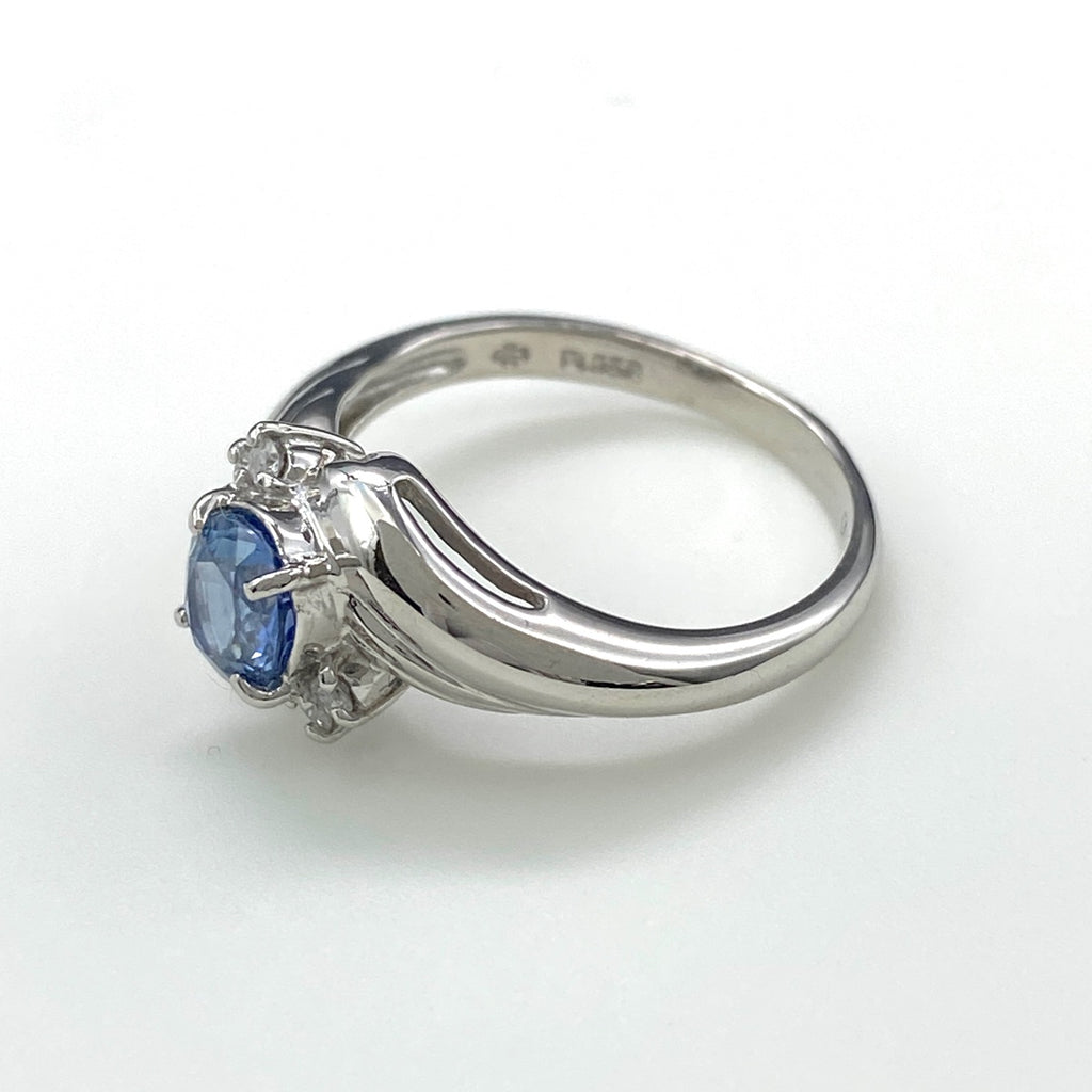 サファイア デザインリング プラチナ 指輪 メレダイヤ リング 11号 Pt850 サファイア ダイヤモンド レディース 【中古】nbjwl