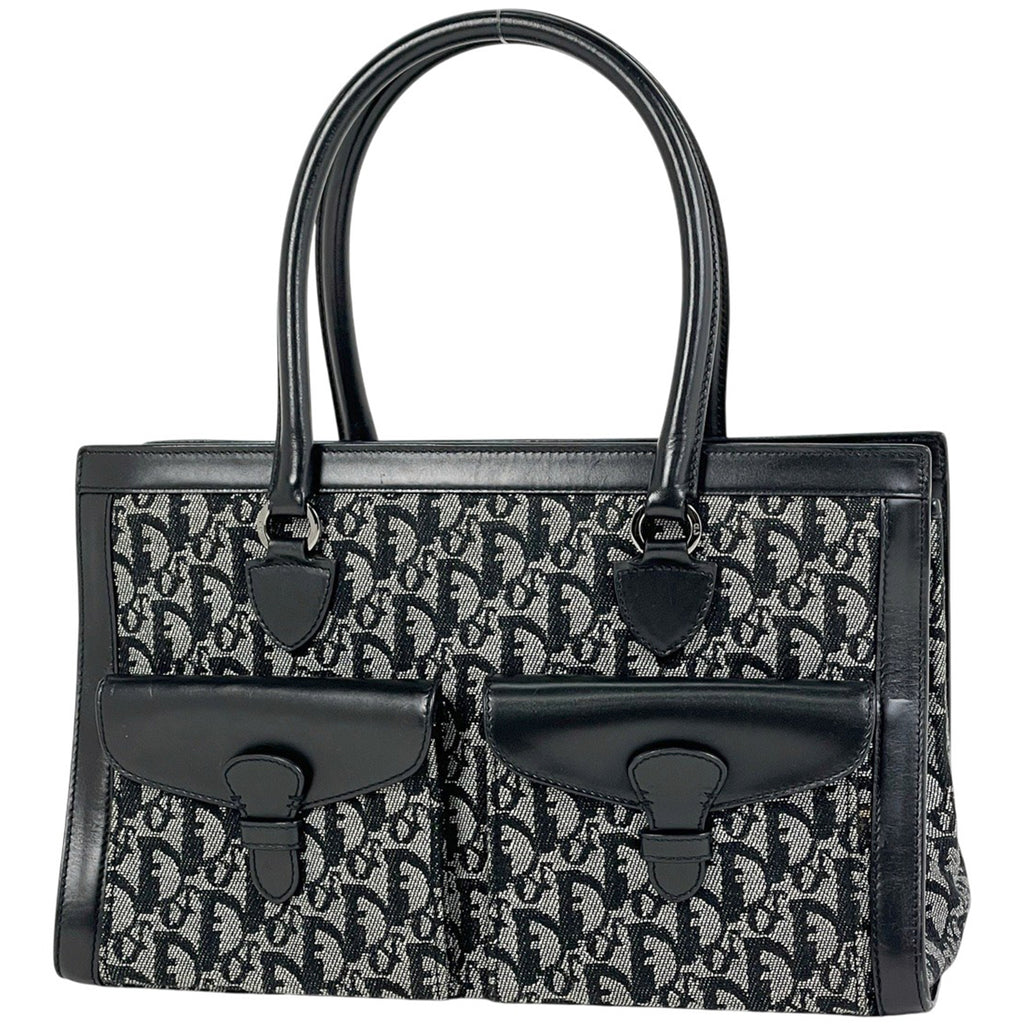 クリスチャンディオール トロッター柄 トートバック ハンドバッグ トートバッグ キャンバス ブラック レディース 【中古】brbag