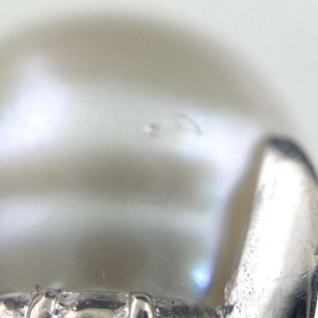 パール デザインリング プラチナ 指輪 メレダイヤ 真珠 リング 10号 Pt900 パール ダイヤモンド レディース 【中古】nbjwl