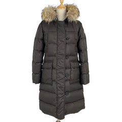 モンクレール フーディ ダウンコート ファー MESSINA ダブルファスナー アウター ダウンコート ブラウン レディース 【中古】brapp