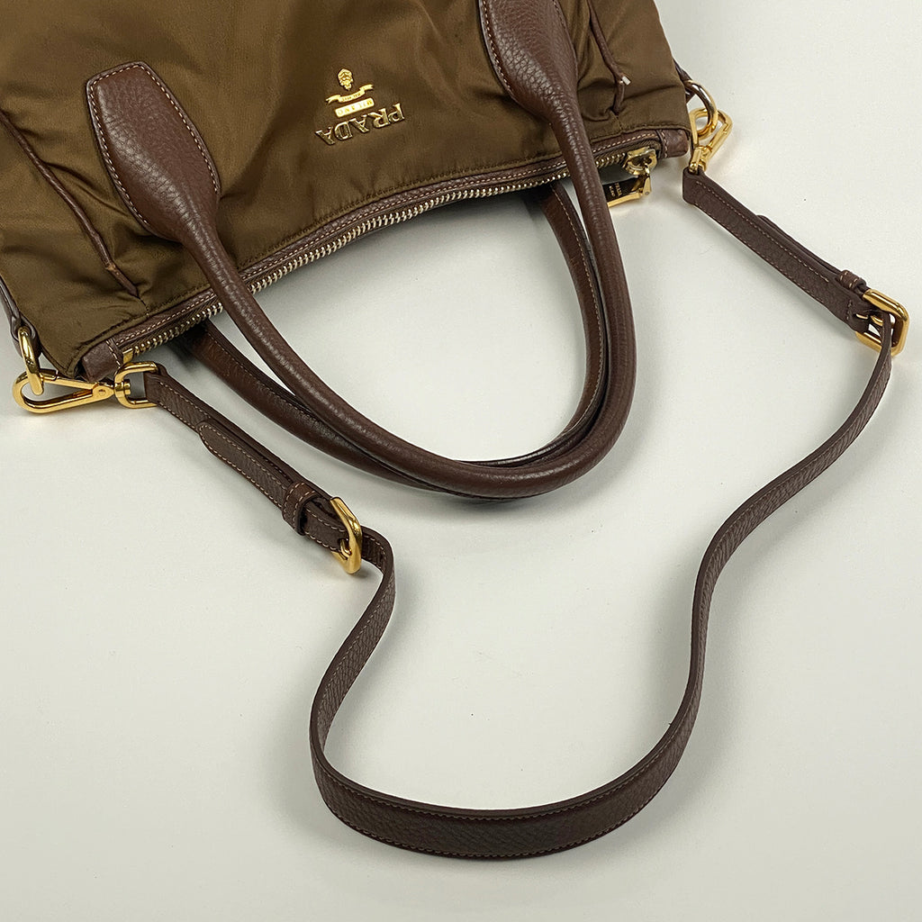 プラダ ロゴ ハンドバッグ 2WAY ショルダーバッグ ハンドバッグ ナイロン ブラウン レディース 【中古】brbag