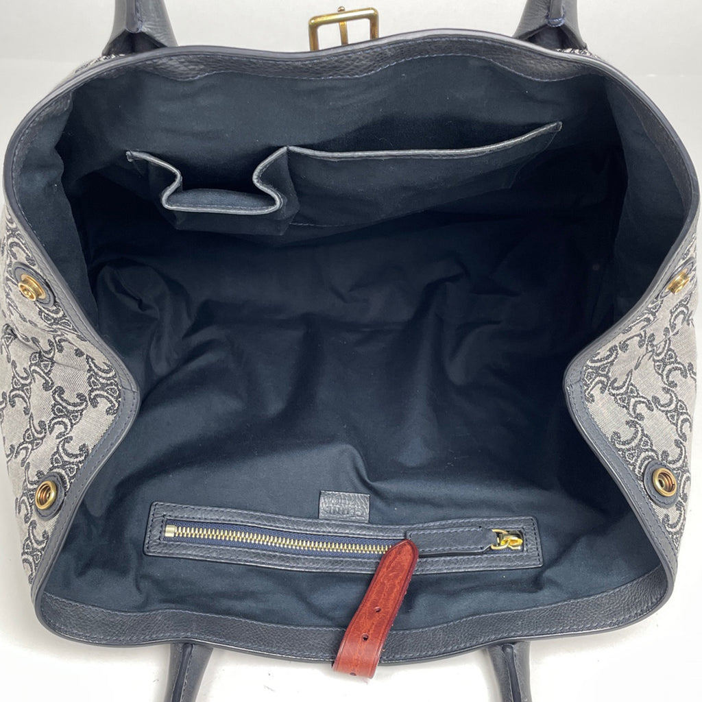 セリーヌ トリオンフ トートバッグ ショルダーバッグ トートバッグ キャンバス ブラック ネイビー レディース 【中古】brbag