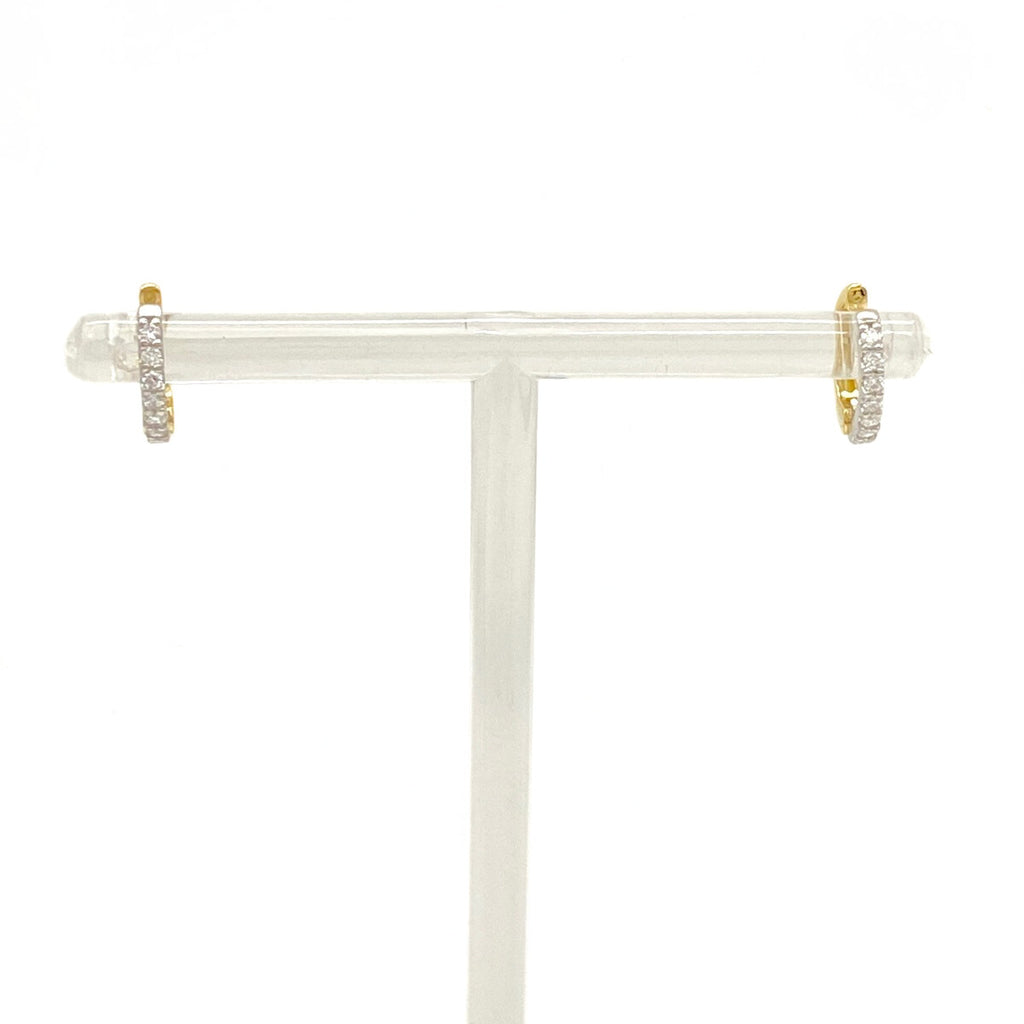 メレダイヤ デザインイヤリング プラチナ YG イエローゴールド フープ ピアス K18 Pt900 ダイヤモンド レディース 【中古】nbjwl