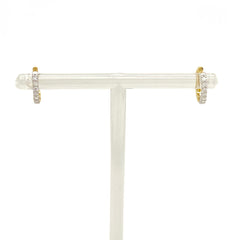 メレダイヤ デザインイヤリング プラチナ YG イエローゴールド フープ ピアス K18 Pt900 ダイヤモンド レディース 【中古】nbjwl