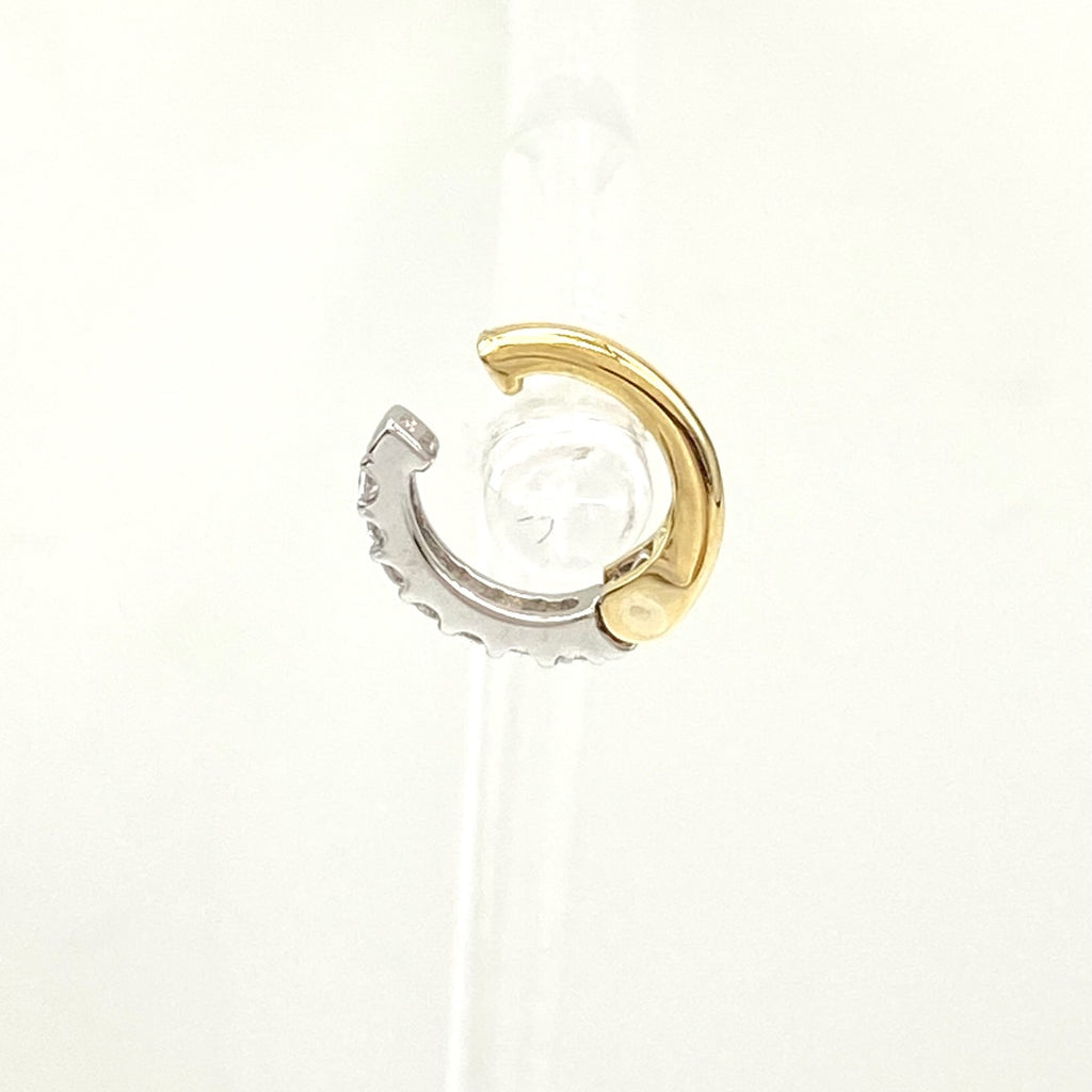 メレダイヤ デザインイヤリング プラチナ YG イエローゴールド フープ ピアス K18 Pt900 ダイヤモンド レディース 【中古】nbjwl