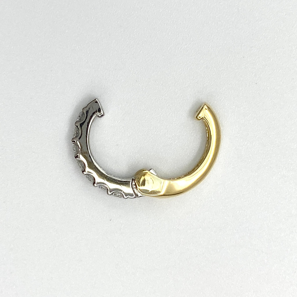 メレダイヤ デザインイヤリング プラチナ YG イエローゴールド フープ ピアス K18 Pt900 ダイヤモンド レディース 【中古】nbjwl