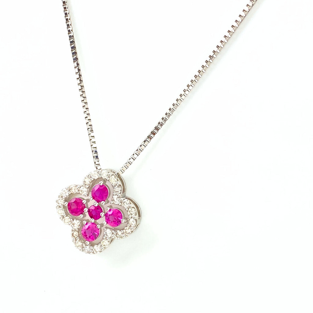 ルビー デザインネックレス プラチナ メレダイヤ ペンダント ネックレス Pt950 Pt850 ルビー レディース 【中古】nbjwl