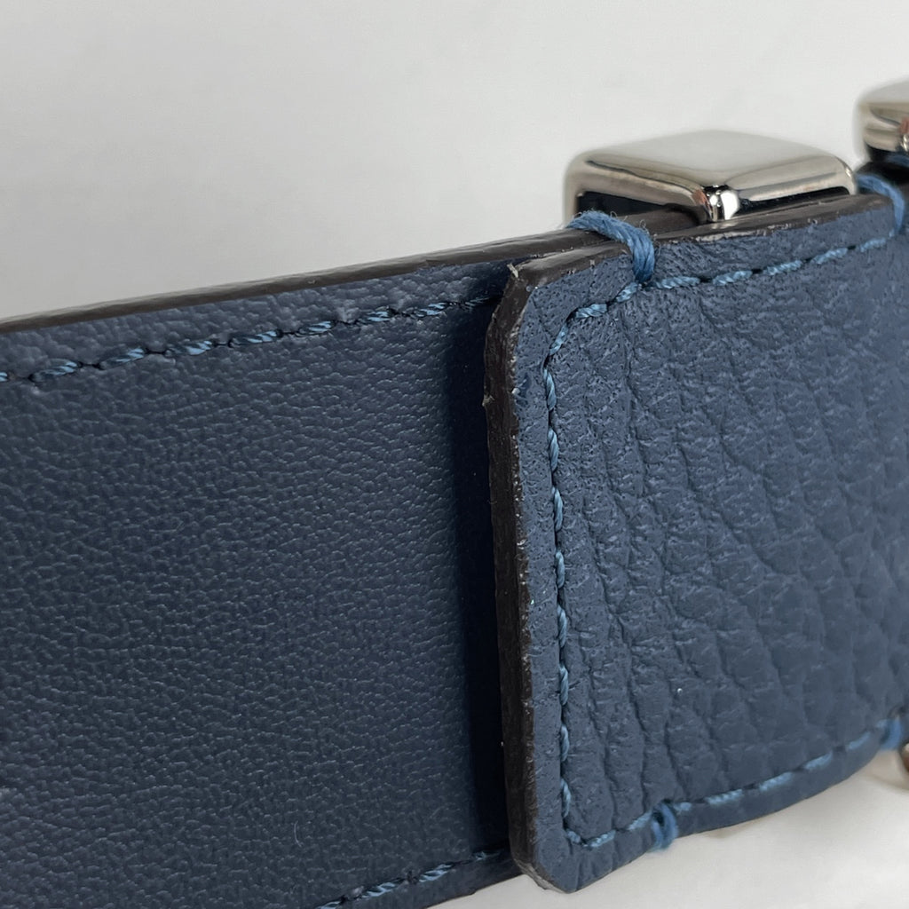 ルイ・ヴィトン サンチュール ポンヌフ ロゴ ベルト トリヨン ブルー メンズ 【中古】brbag