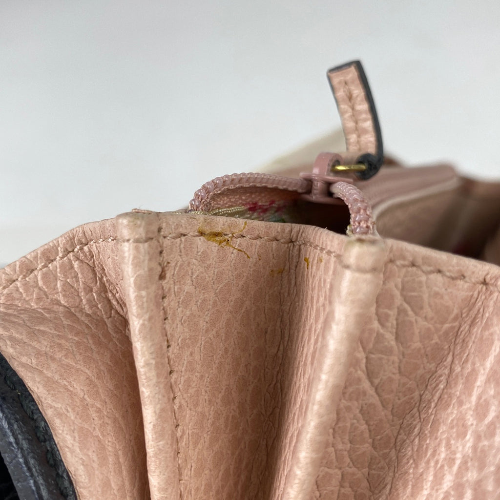 グッチ GGマーモント 折り財布 ダブルG リボン 長財布 レザー ブラック 524286 レディース 【中古】brbag