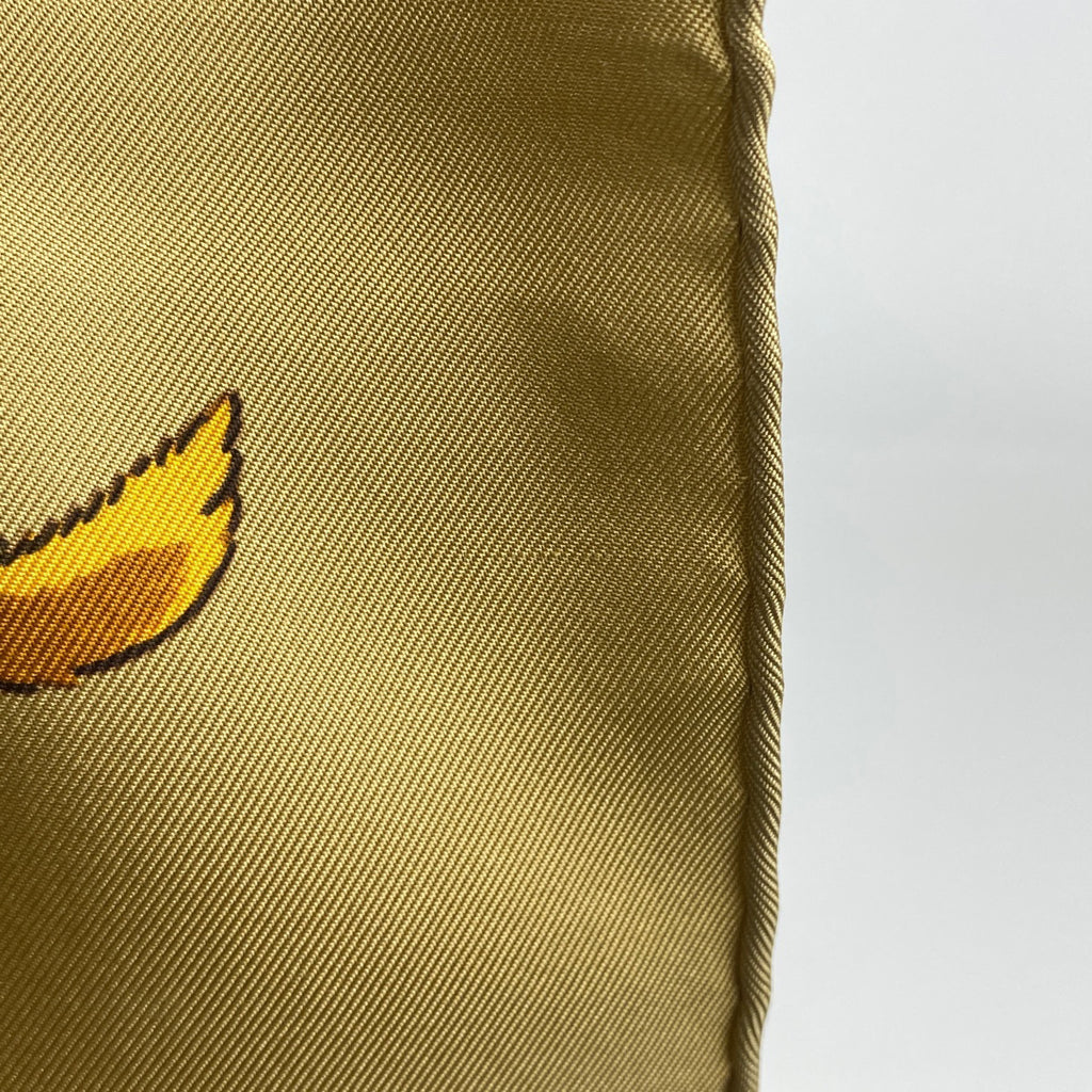 エルメス カレ 90 Tendresse Feline 野生の優しさ スカーフ シルク ブラウン イエロー マルチカラー レディース 【中古】brbag