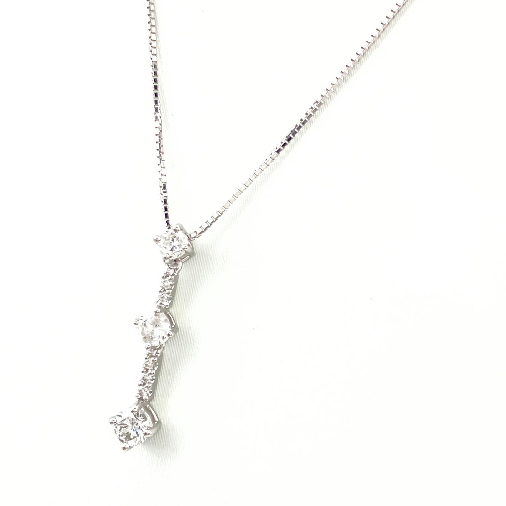メレダイヤ デザインネックレス WG ホワイトゴールド ペンダント ネックレス K18 WG ダイヤモンド レディース 【中古】nbjwl