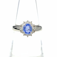 サファイア デザインリング プラチナ 指輪 メレダイヤ リング 13号 Pt850 サファイア ダイヤモンド レディース 【中古】nbjwl