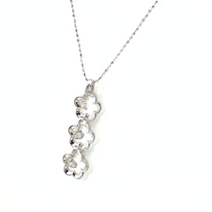 フラワーモチーフ デザインネックレス WG ホワイトゴールド ペンダント メレダイヤ 花 ネックレス K18 WG ダイヤモンド レディース 【中古】nbjwl