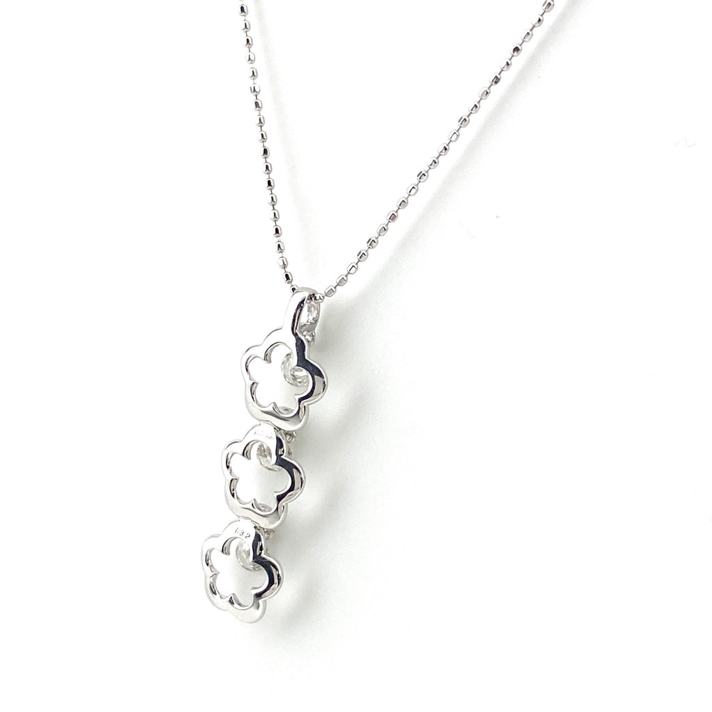 フラワーモチーフ デザインネックレス WG ホワイトゴールド ペンダント メレダイヤ 花 ネックレス K18 WG ダイヤモンド レディース 【中古】nbjwl