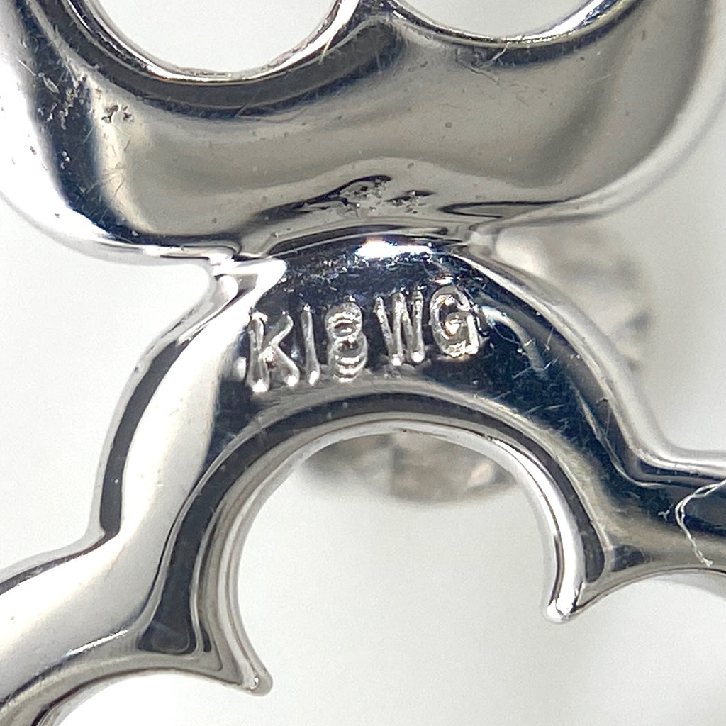 フラワーモチーフ デザインネックレス WG ホワイトゴールド ペンダント メレダイヤ 花 ネックレス K18 WG ダイヤモンド レディース 【中古】nbjwl