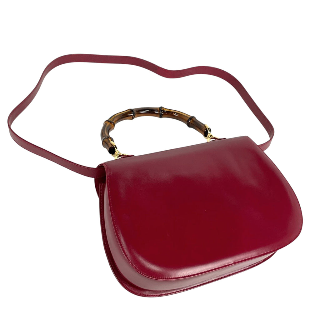 グッチ バンブー ハンドバッグ 2WAY ショルダーバッグ オールドグッチ 竹 000010063 ハンドバッグ レザー レッド レディース 【中古】brbag