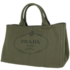 プラダ カナパ トート 2WAY ショルダーバッグ トートバッグ キャンバス グリーン レディース 【中古】brbag
