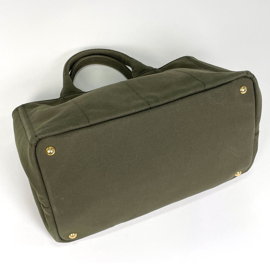 プラダ カナパ トート 2WAY ショルダーバッグ トートバッグ キャンバス グリーン レディース 【中古】brbag