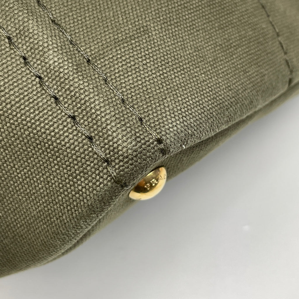 プラダ カナパ トート 2WAY ショルダーバッグ トートバッグ キャンバス グリーン レディース 【中古】brbag