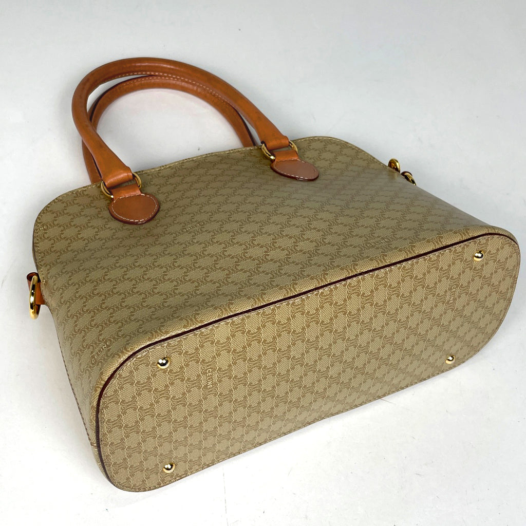 セリーヌ マカダム柄 ハンドバッグ 2WAY ショルダーバッグ ハンドバッグ コーティングキャンバス ベージュ レディース 【中古】brbag