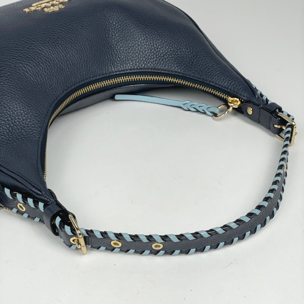 コーチ ロゴ ショルダーバッグ レザー ネイビー C4108 レディース 【中古】brbag