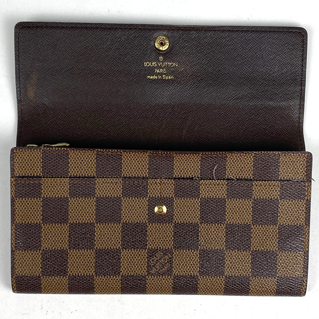 ルイ・ヴィトン ポシェット ポルト モネ クレディ 二つ折り 長財布 ダミエ ブラウン N61725 レディース 【中古】brbag