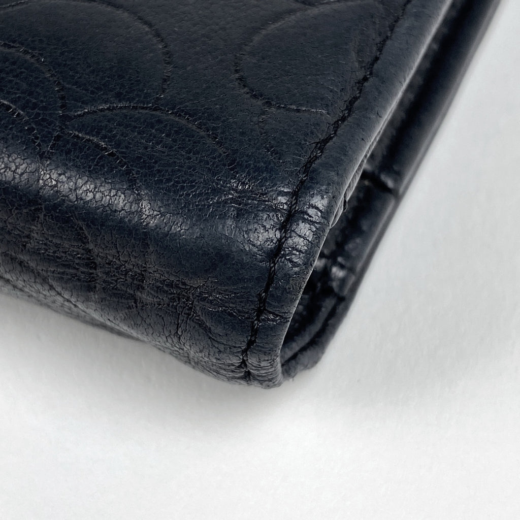 シャネル カメリア 二つ折り 長財布 ココマーク 長財布 レザー ブラック レディース 【中古】brbag