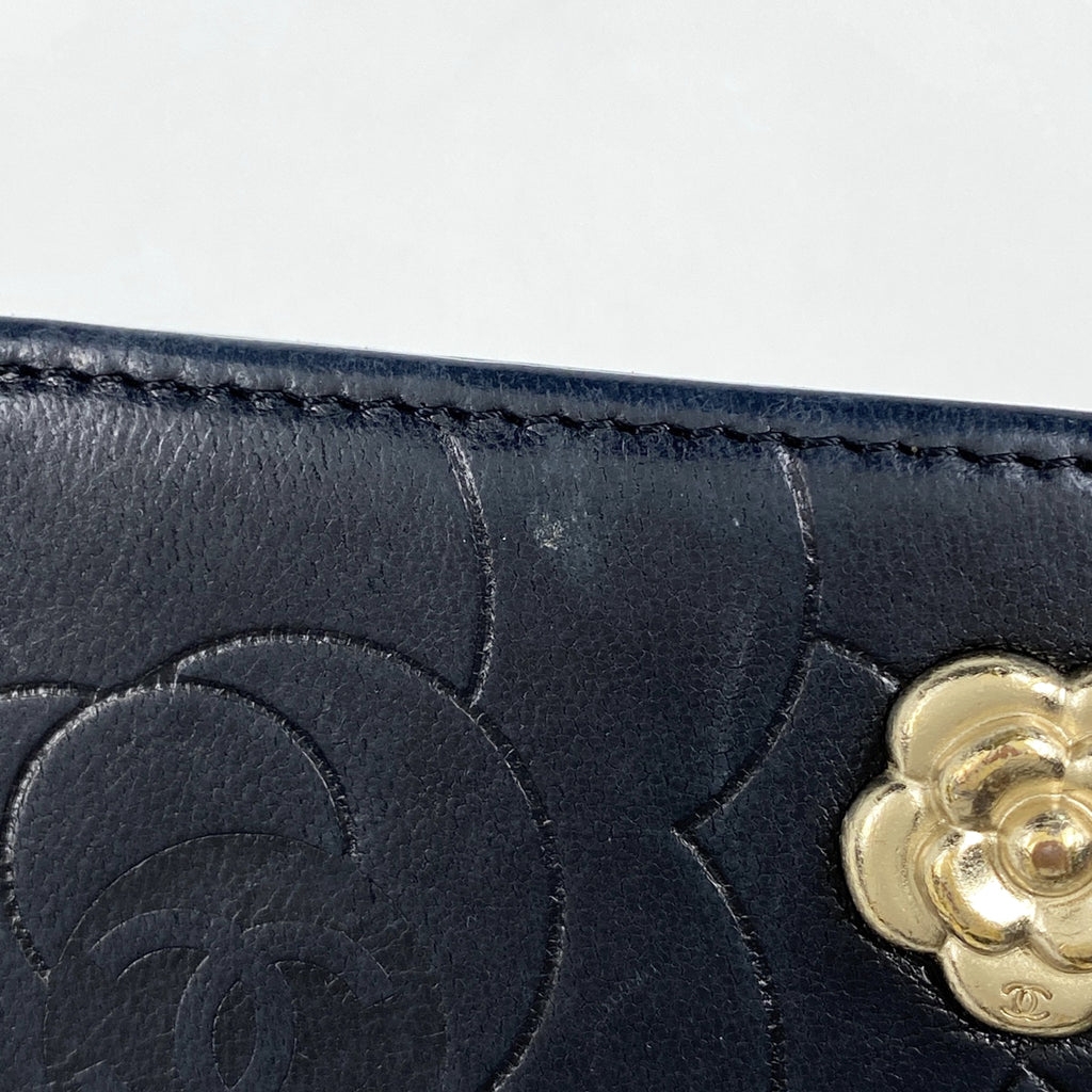 シャネル カメリア 二つ折り 長財布 ココマーク 長財布 レザー ブラック レディース 【中古】brbag