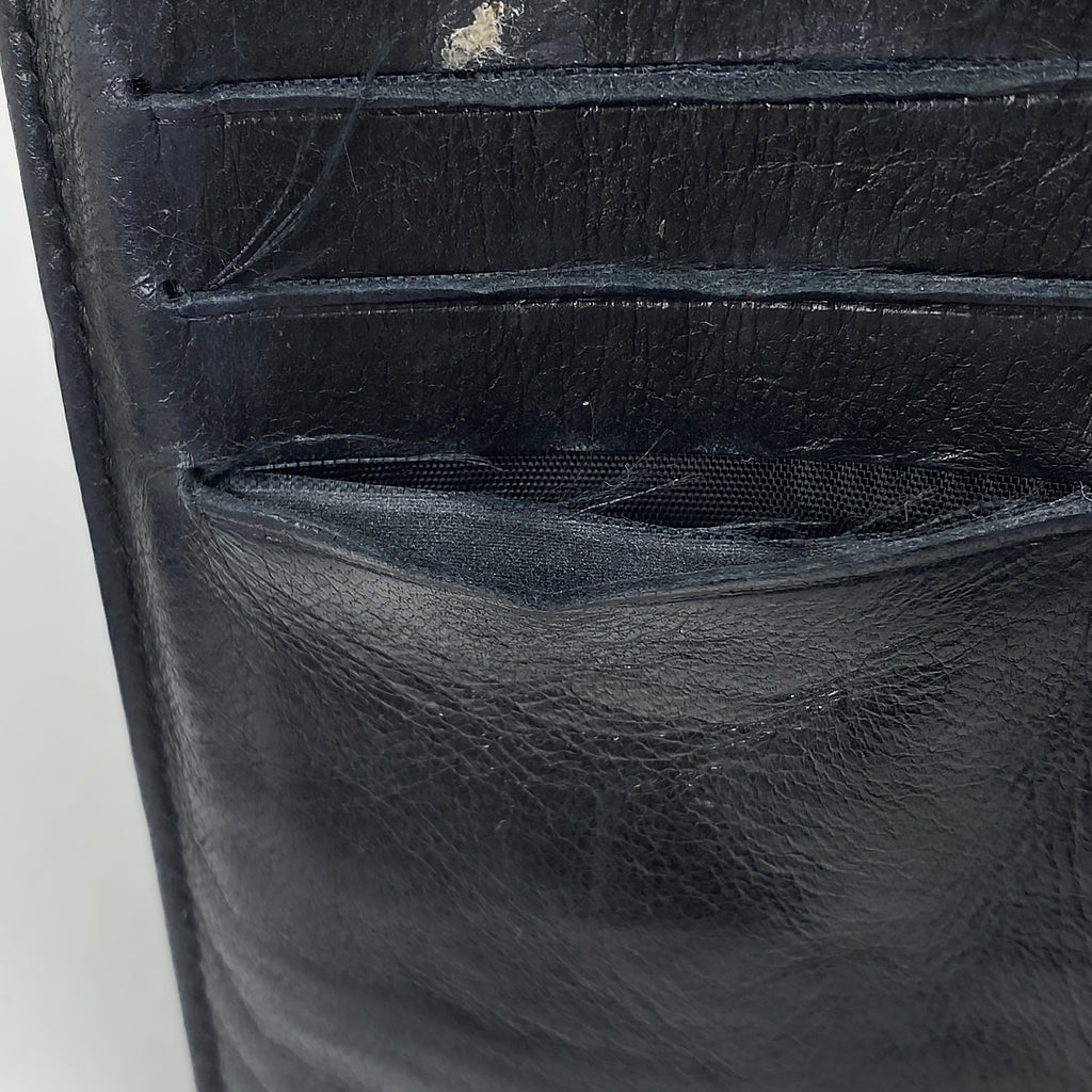 シャネル カメリア 二つ折り 長財布 ココマーク 長財布 レザー ブラック レディース 【中古】brbag