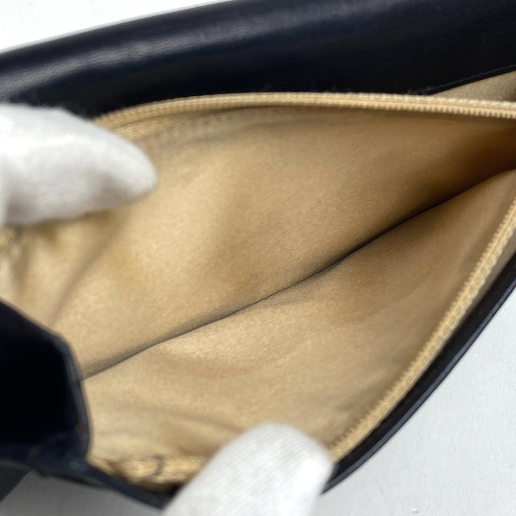シャネル カメリア 二つ折り 長財布 ココマーク 長財布 レザー ブラック レディース 【中古】brbag