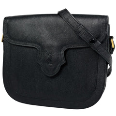 イヴ・サンローラン ロゴ ショルダーバッグ レザー ブラック レディース 【中古】brbag